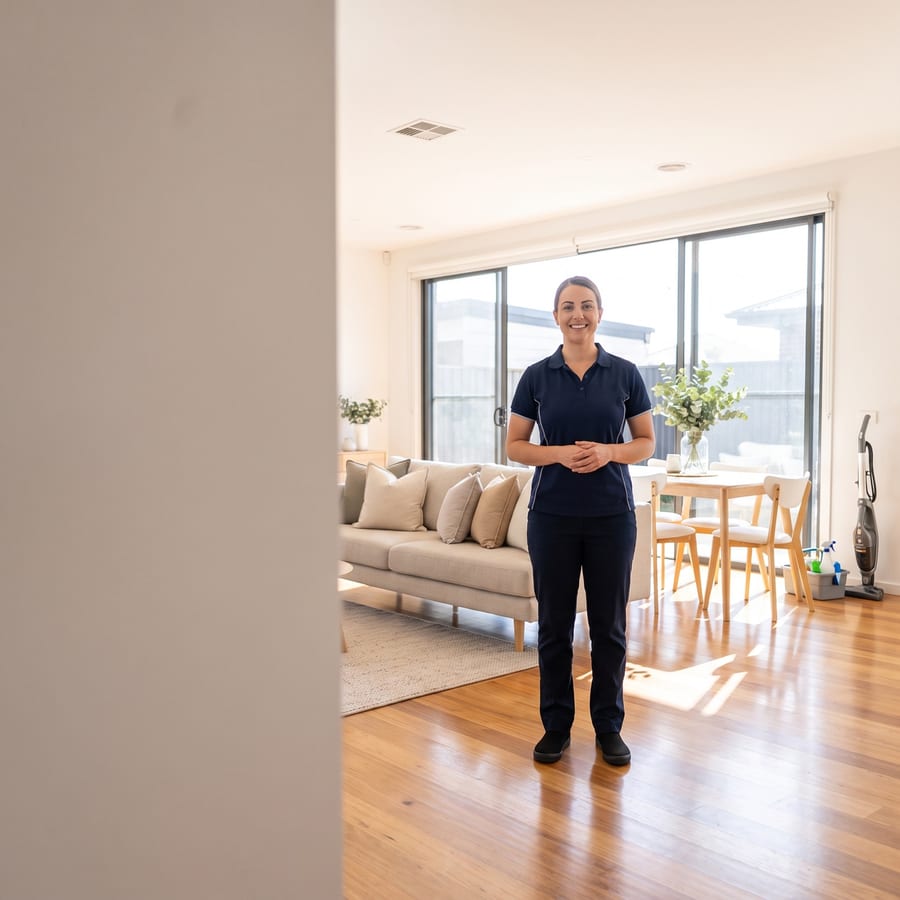 Dingka's Cleaning Services team member smiling in a freshly cleaned home